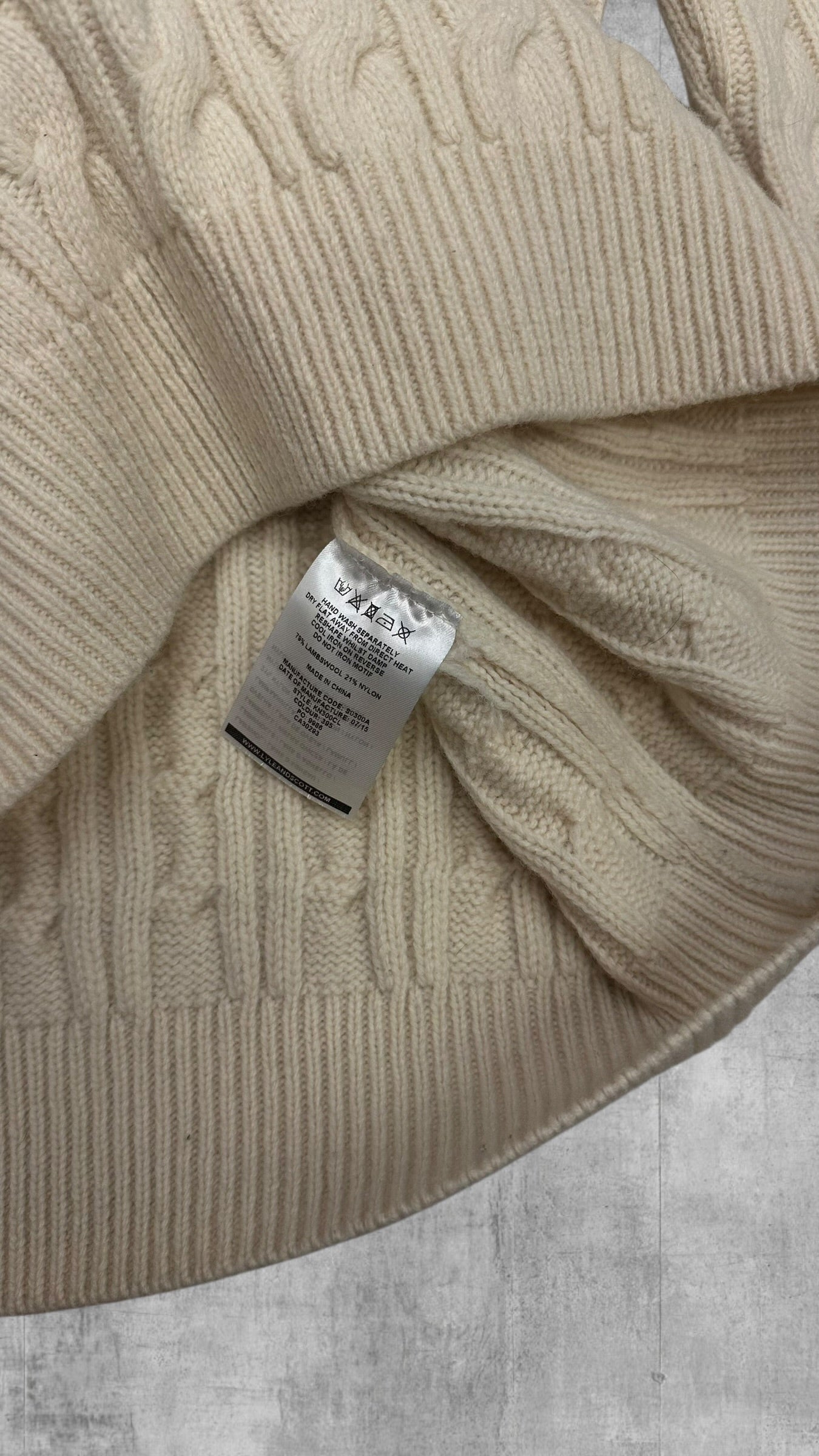 Lyle & Scott Knit Sweater Sweatshirt Beige Creme Weiß L