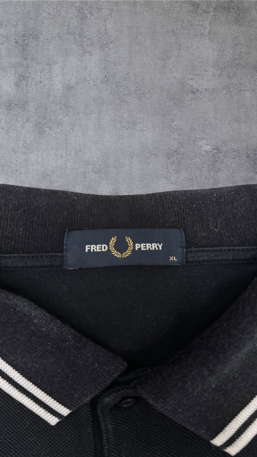 Fred Perry Polo Shirt Schwarz Weiß XL