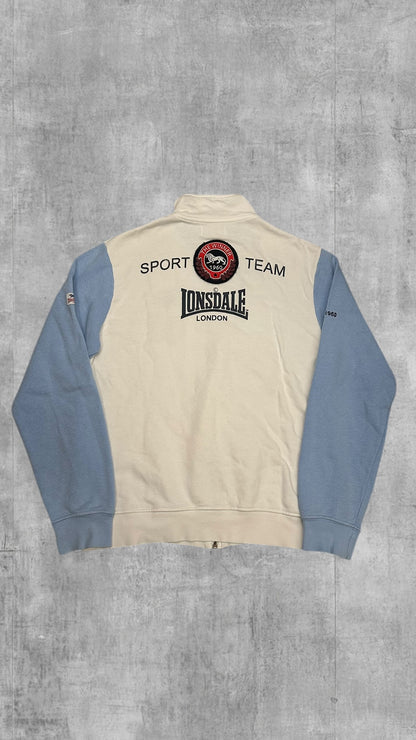 Lonsdale London Vintage Trainingsjacke Backprint Weiß Babyblau L