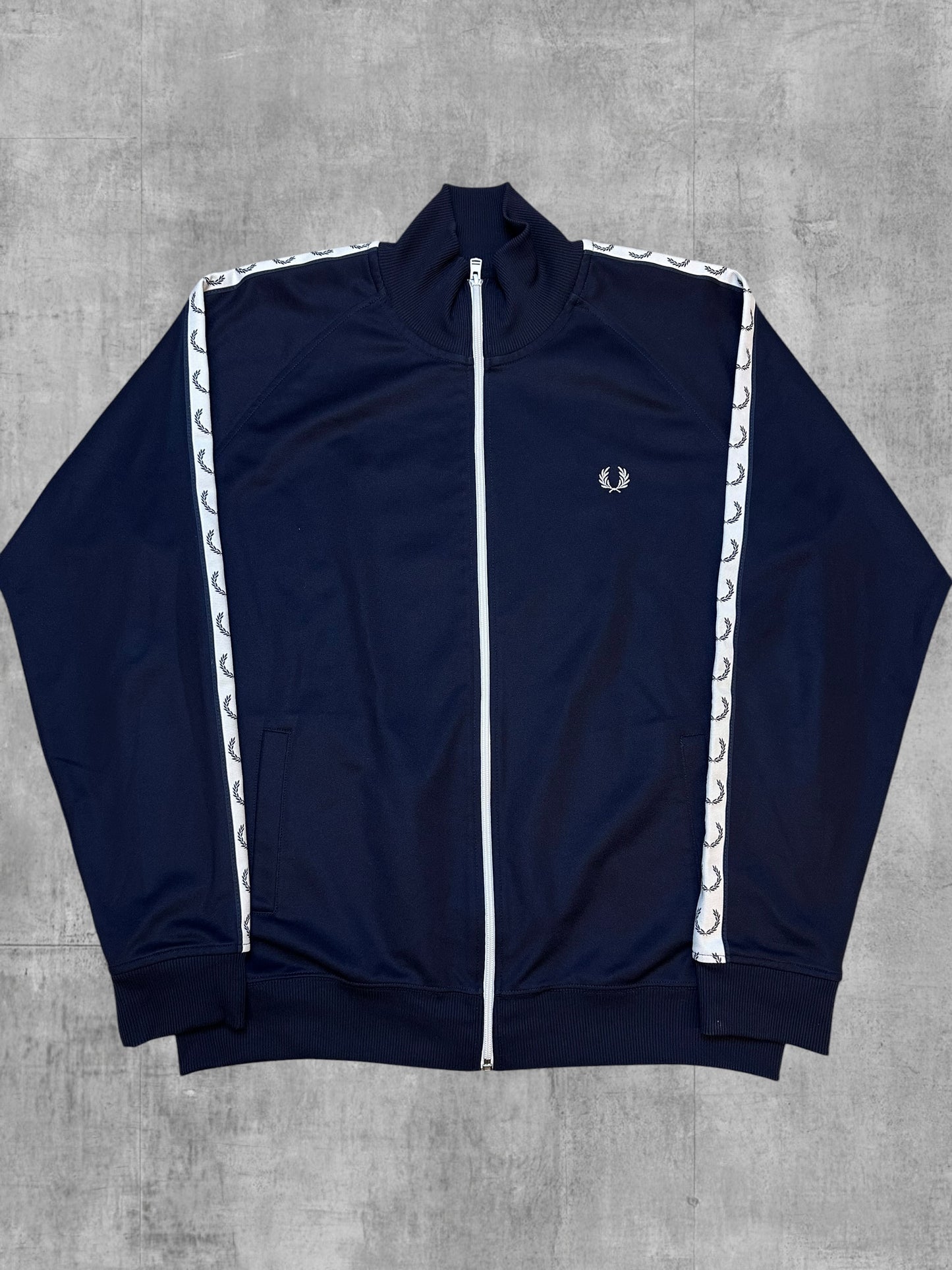 Fred Perry Trainingsjacke Taped Navy Blau Weiß XL
