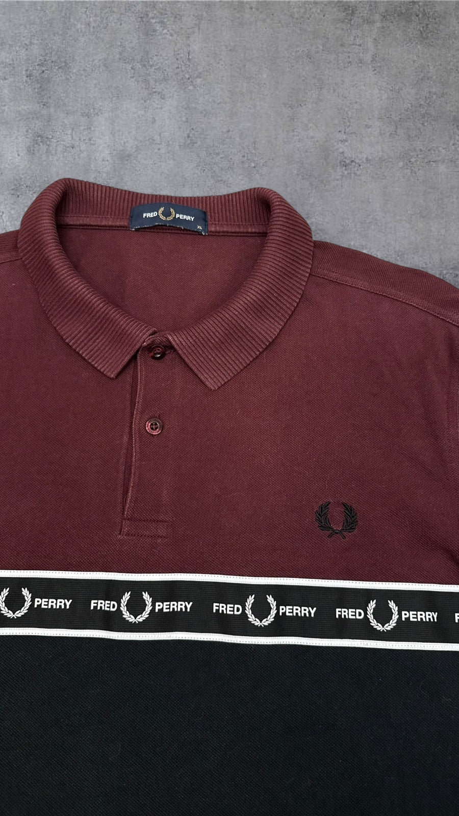 Fred Perry Polo Shirt Bordeaux Rot Schwarz XL