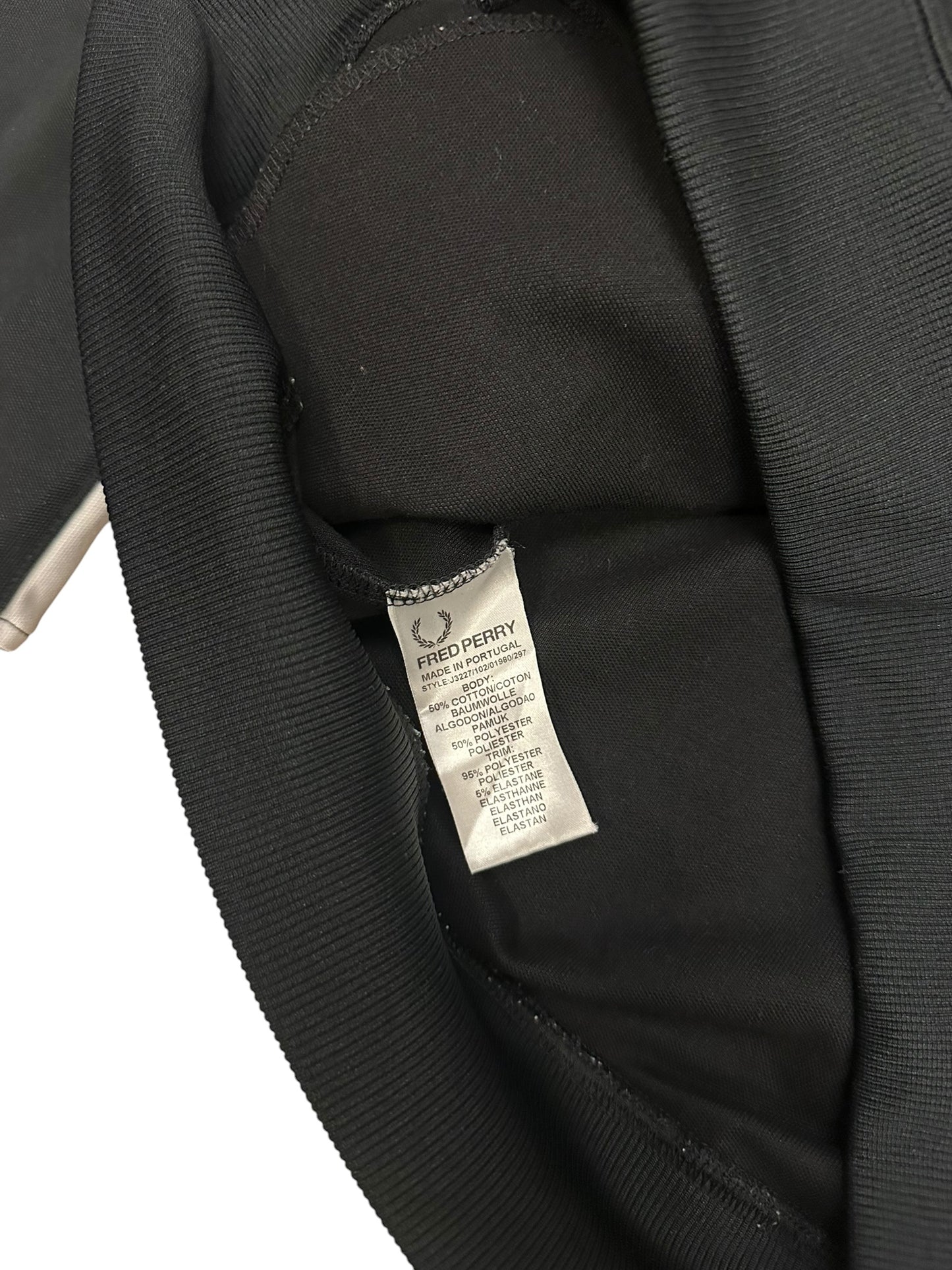 Fred Perry Vintage Trainingsjacke Taped Schwarz Weiß L