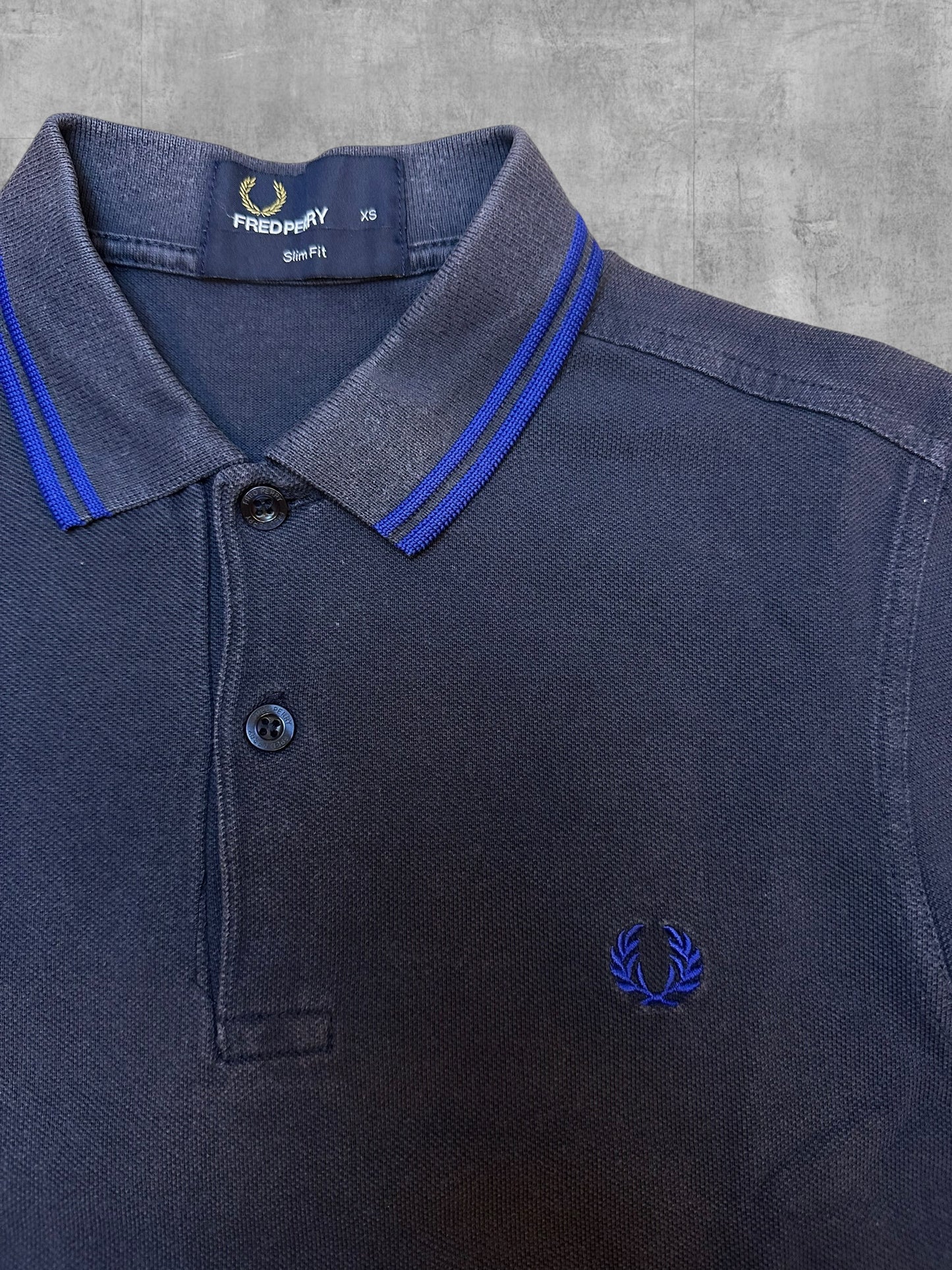 Fred Perry Polo Shirt Schwarz Blau XS Slim Fit