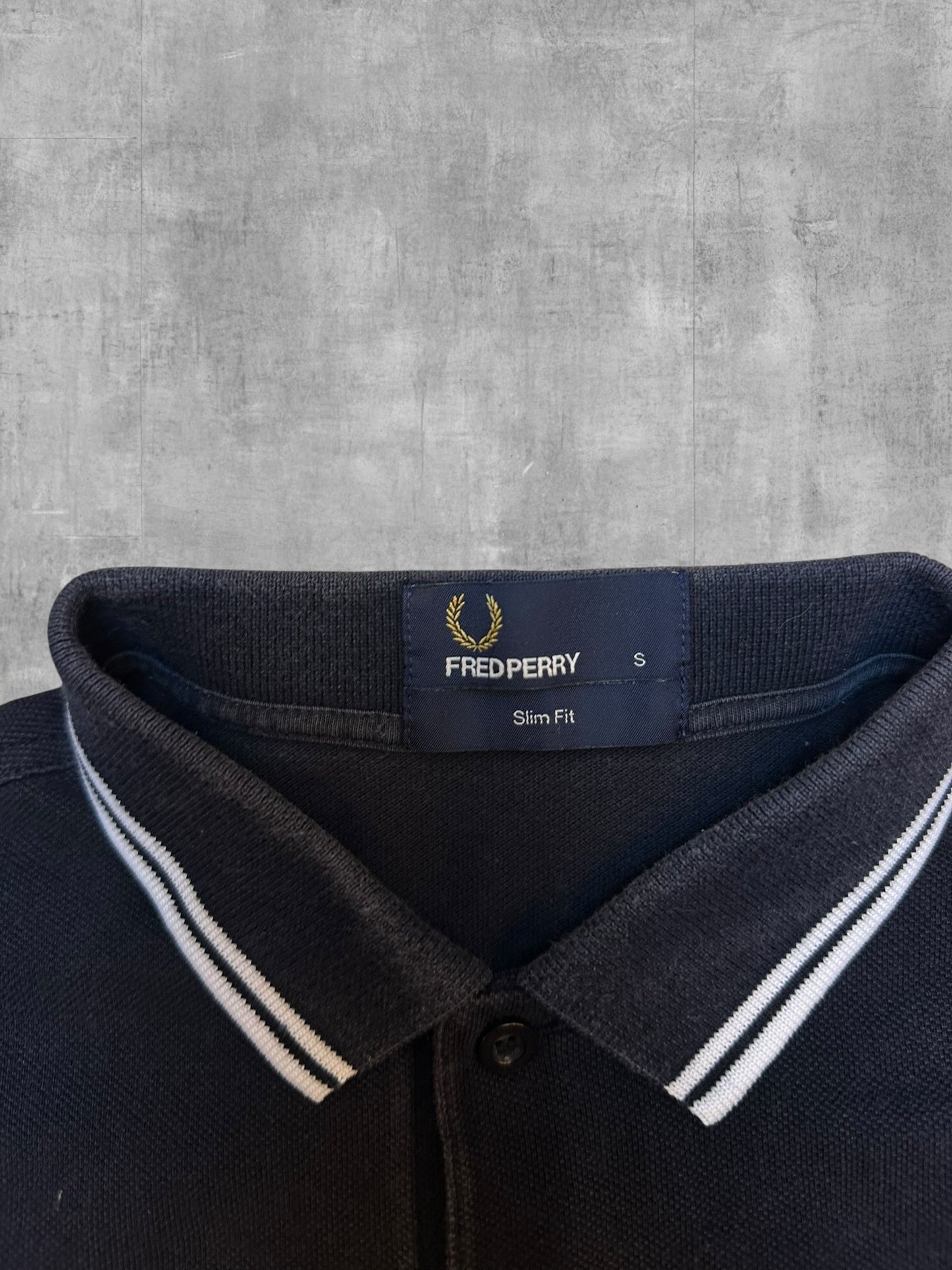Fred Perry Polo Shirt Schwarz Weiß S Slim Fit
