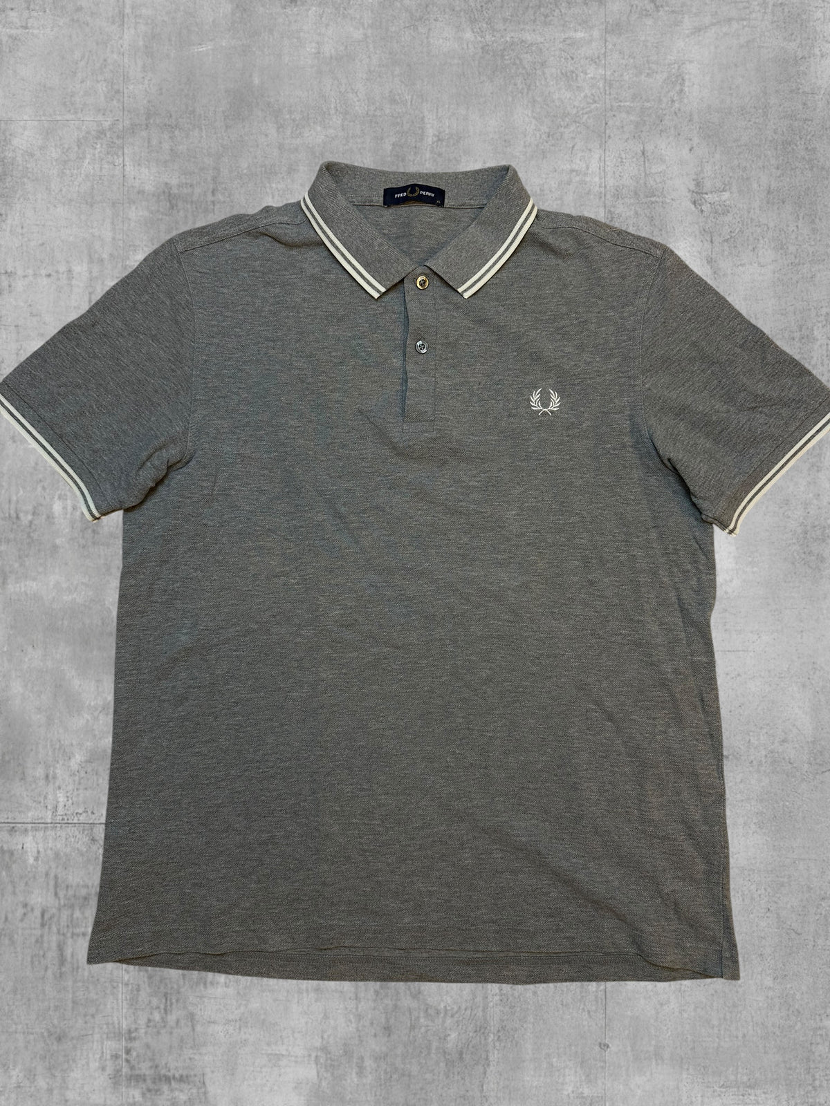 Fred Perry Polo Shirt Grau Weiß XL