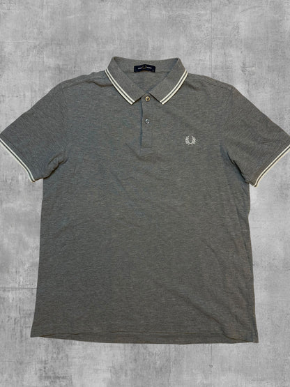 Fred Perry Polo Shirt Grau Weiß XL