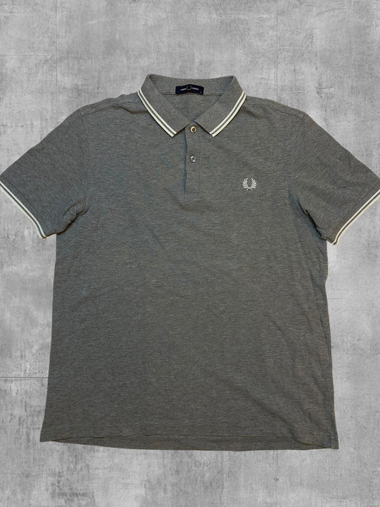 Fred Perry Polo Shirt Grau Weiß XL