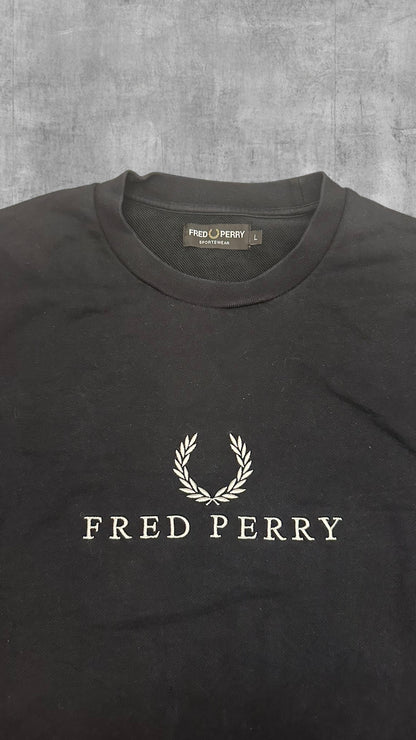 Fred Perry Sweatshirt Schwarz Weiß L