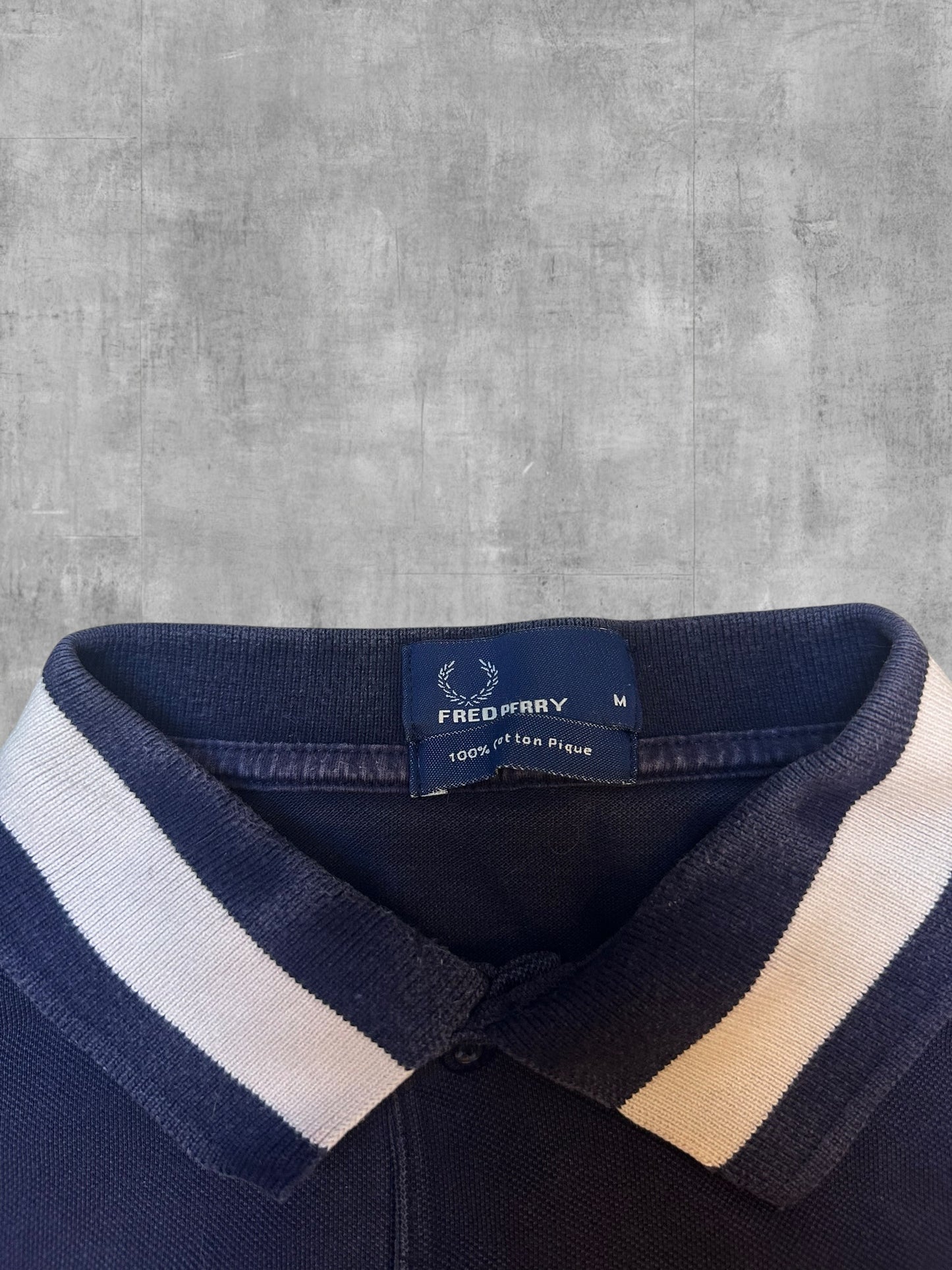 Fred Perry Polo Shirt Navy Blau Weiß M