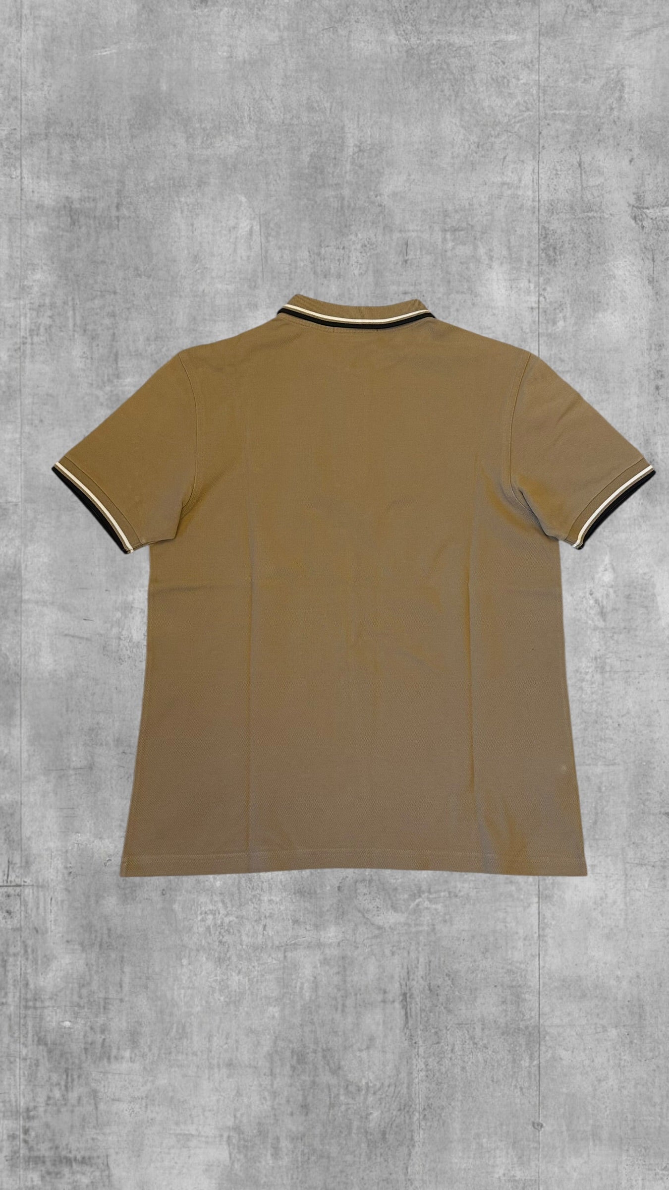 Fred Perry Polo Hemd Shirt braun beige Schwarz Weiß M