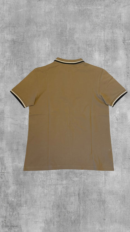 Fred Perry Polo Hemd Shirt braun beige Schwarz Weiß M