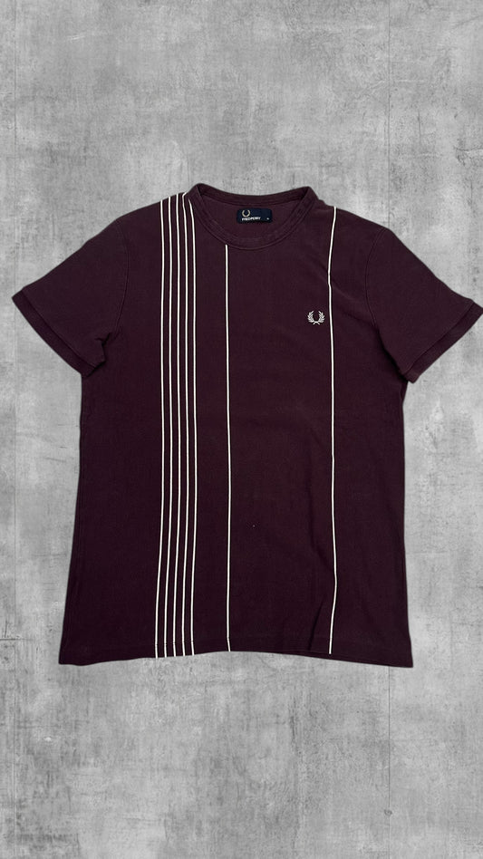 Fred Perry T shirt Tee Weinrot weiß M
