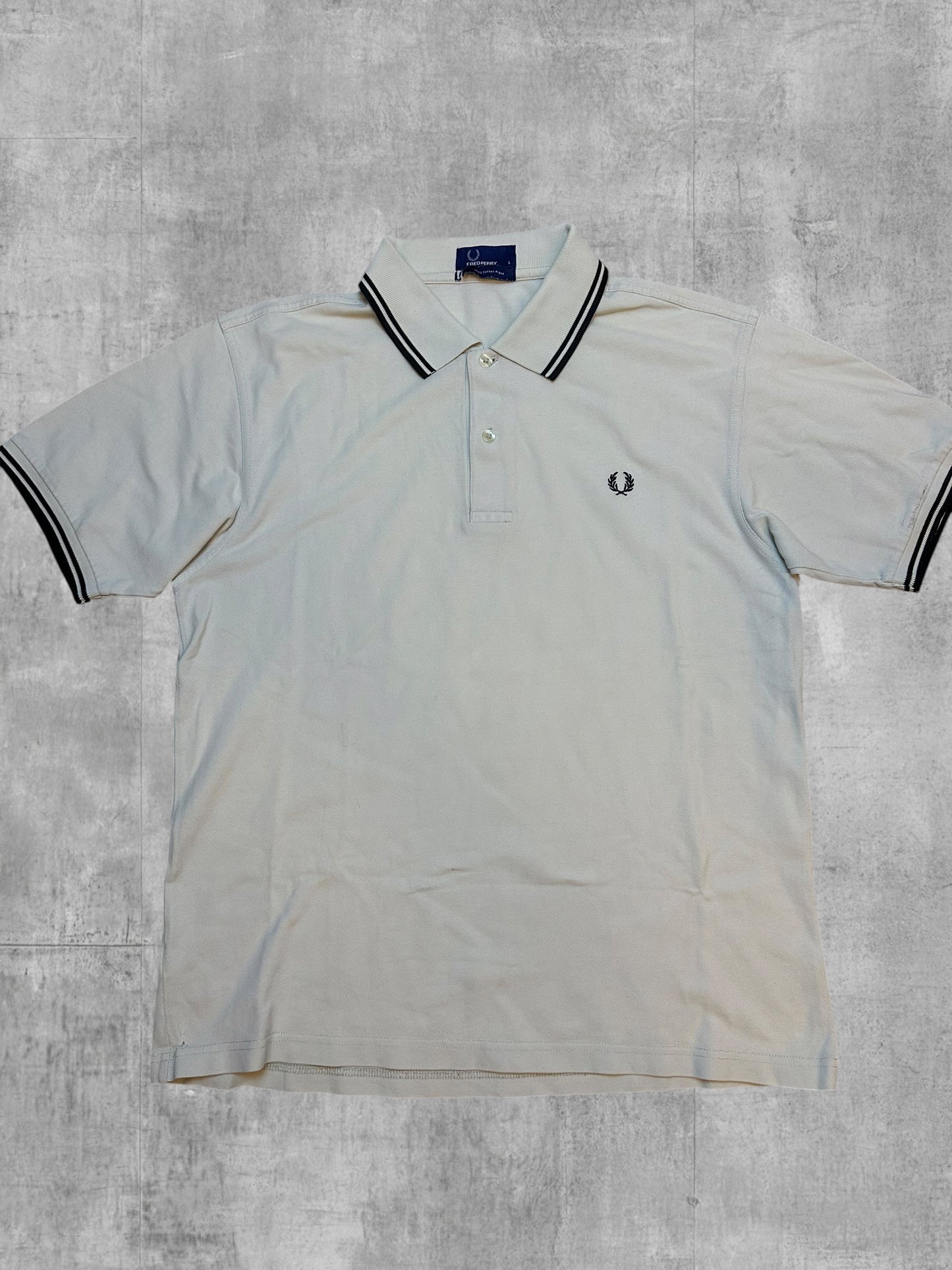 Fred Perry Polo Shirt Weiß Schwarz L