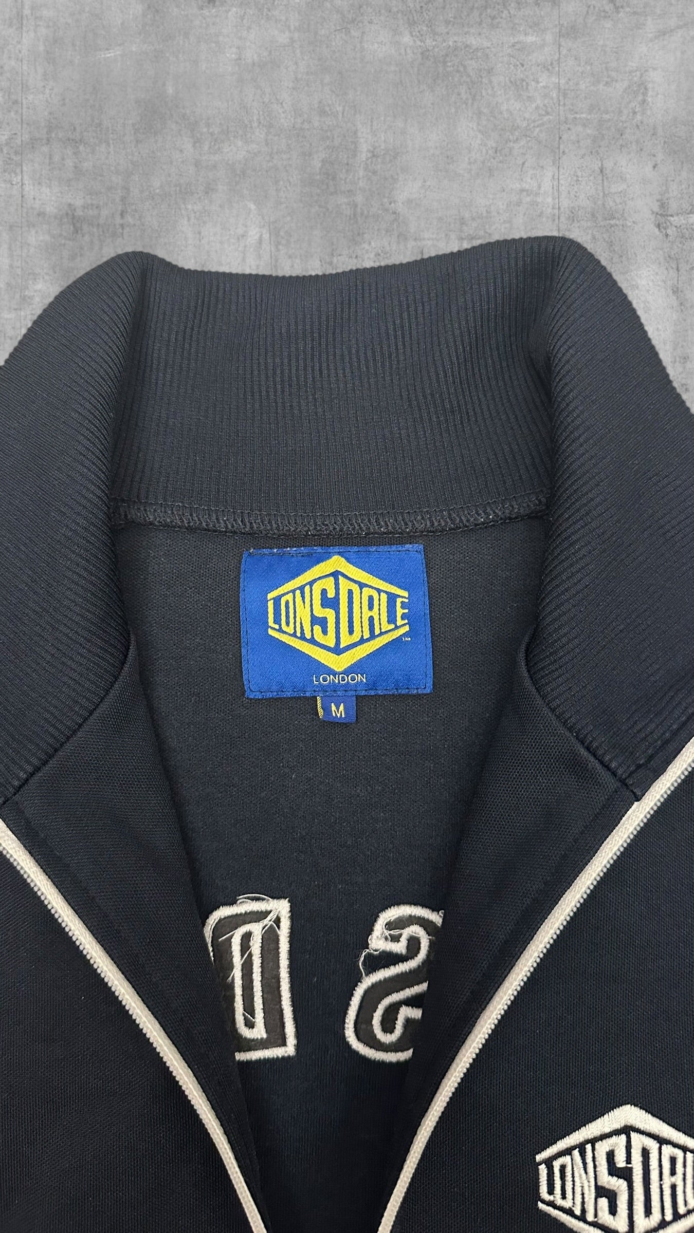 Lonsdale London taped Trainingsjacke Backprint Navy Blau Weiß Ma
