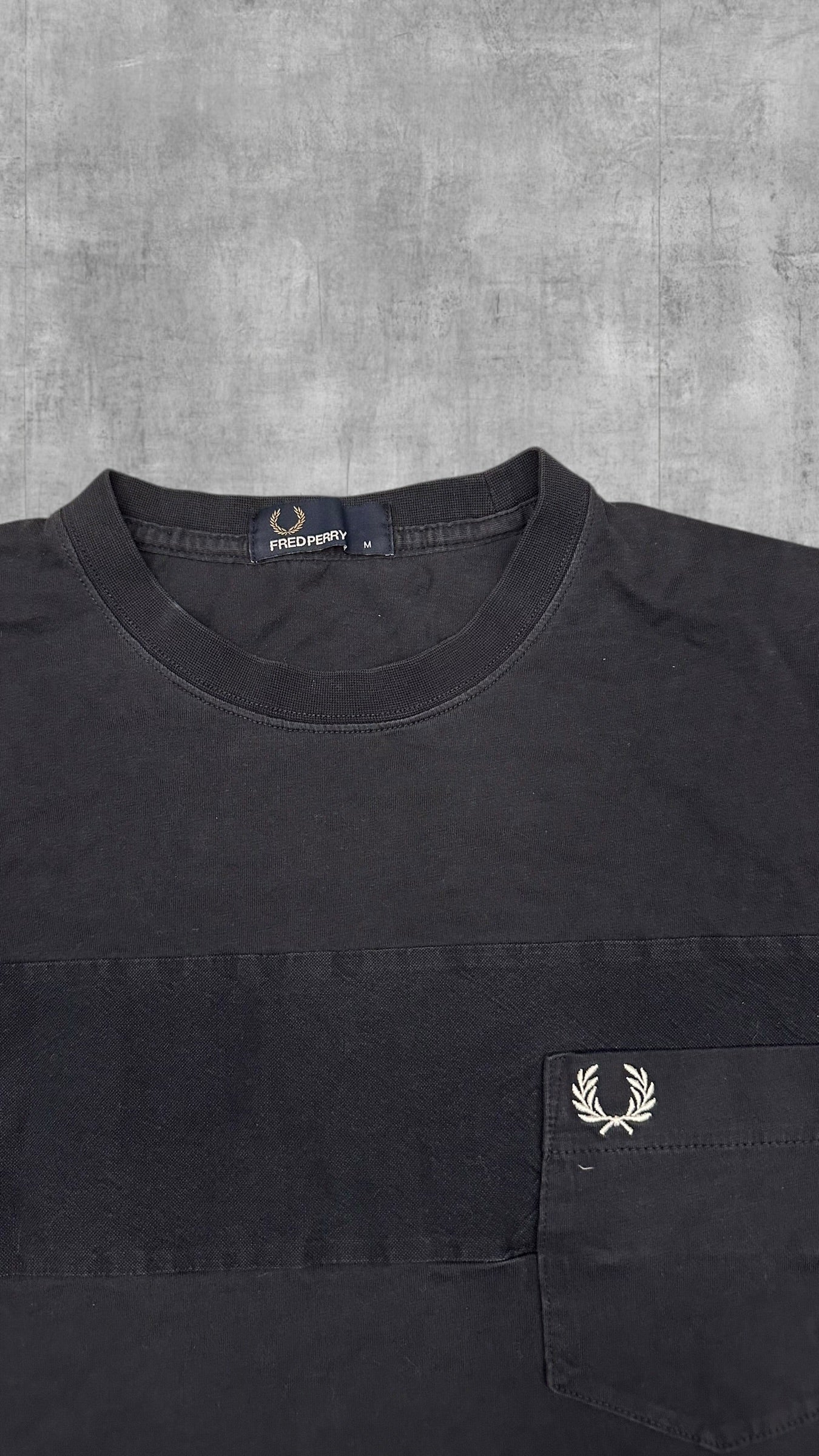 Fred Perry Longsleeve dünnes Sweatshirt Schwarz M