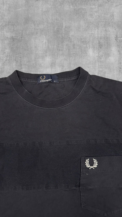 Fred Perry Longsleeve dünnes Sweatshirt Schwarz M