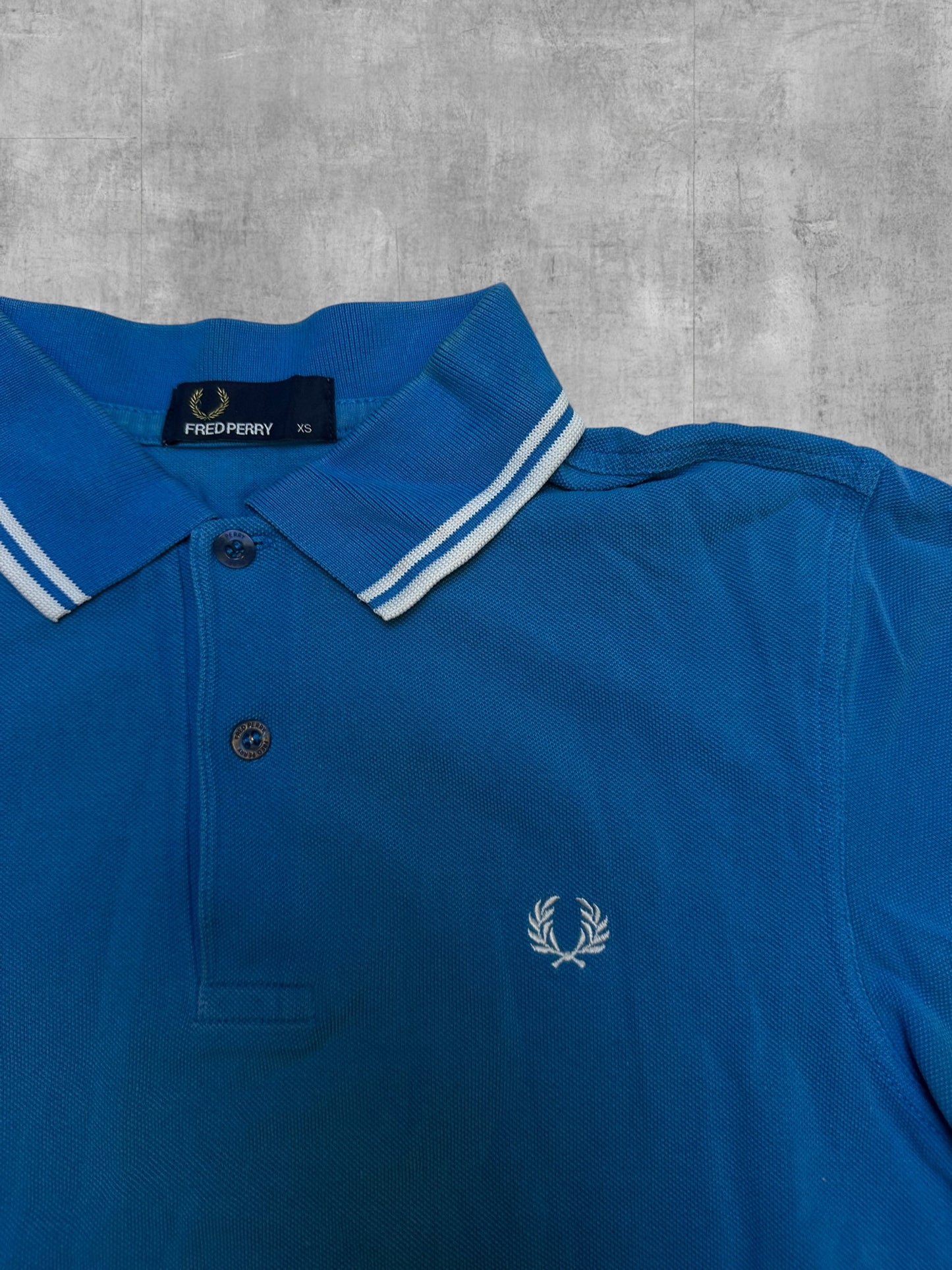 Fred Perry Polo Shirt Babyblau Weiß XS
