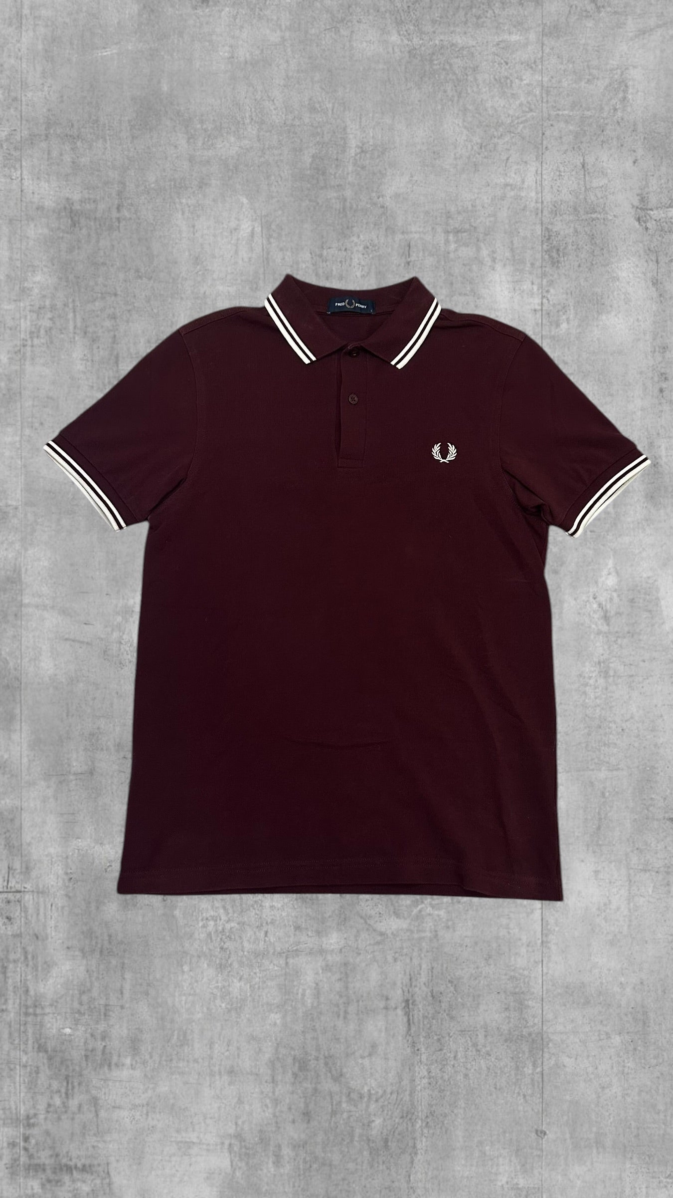 Fred Perry Polo Shirt Weinrot Weiß S