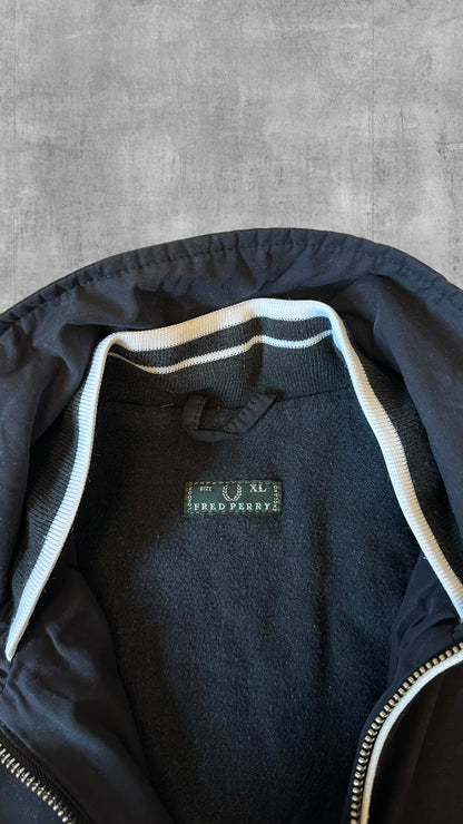 Fred Perry Übergangsjacke Regenjacke Gefüttert Taped Schwarz Frauengröße XL