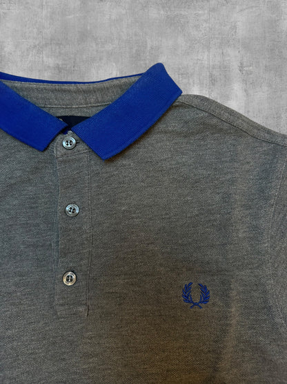 Fred Perry Polo Shirt Grau Blau Weinrot M Slim Fit