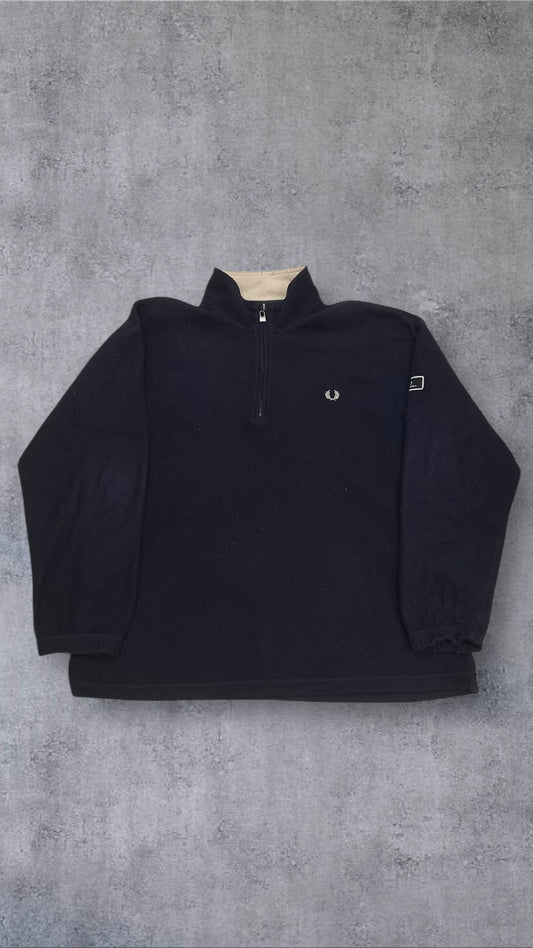 Fred Perry Fleece Half Zip Sweatshirt M Navy Blau