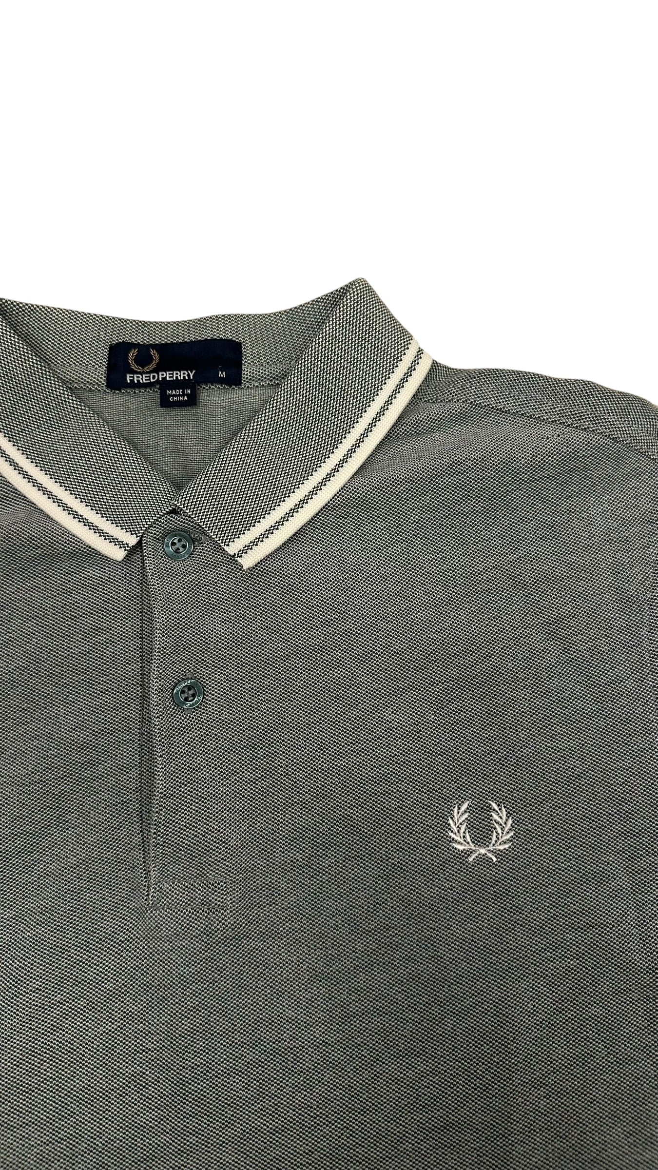 Fred Perry Polo Shirt Grau Weiß M