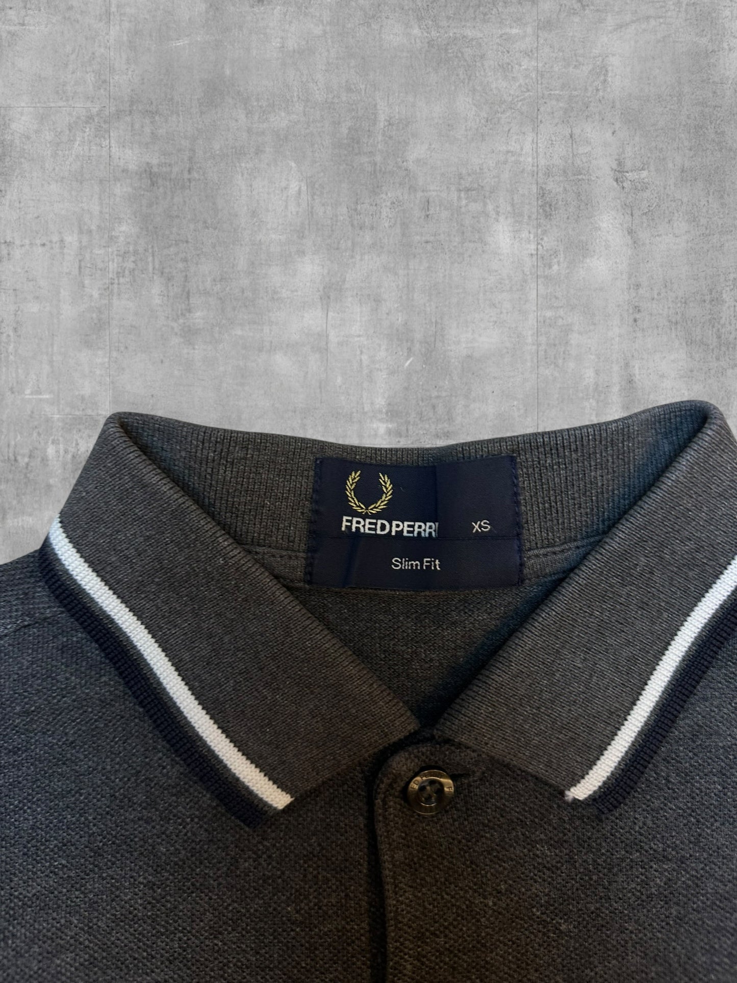 Fred Perry Polo Shirt Grau Schwarz Weiß XS Slim Fit