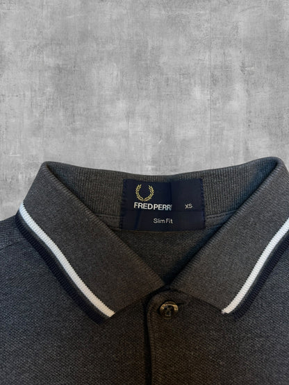 Fred Perry Polo Shirt Grau Schwarz Weiß XS Slim Fit