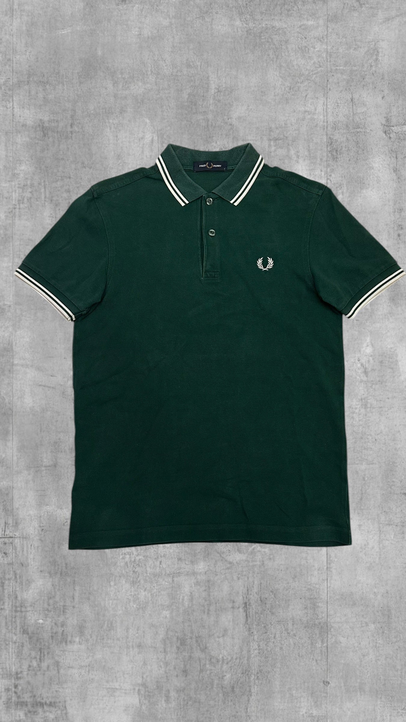 Fred Perry Polo Shirt Dunkelgrün Weiß S