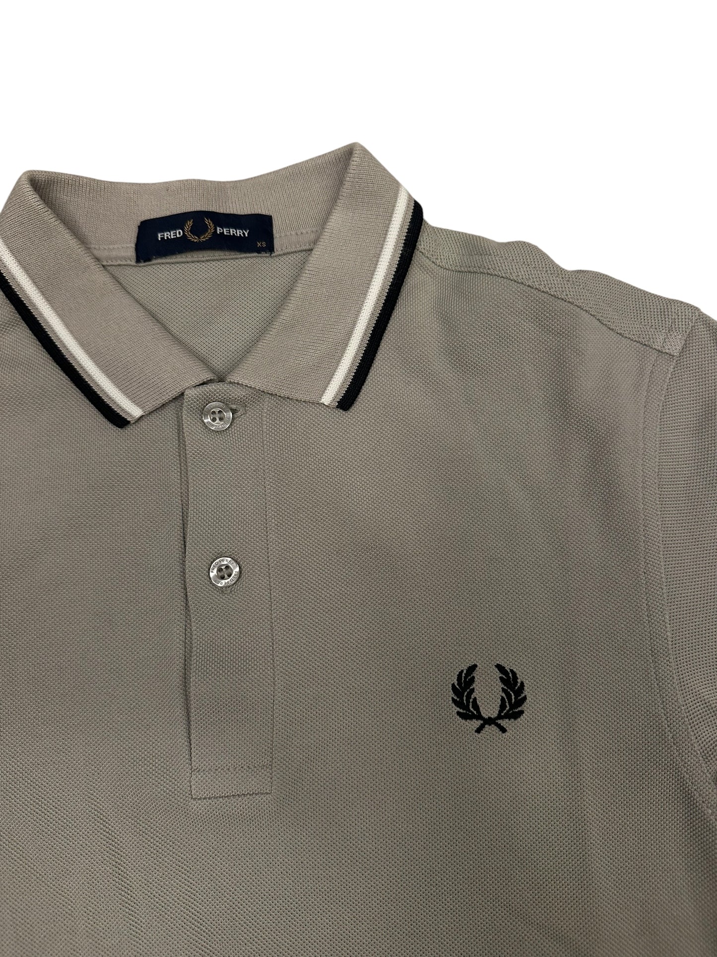 Fred Perry Polo Shirt Hellgrau Schwarz XS