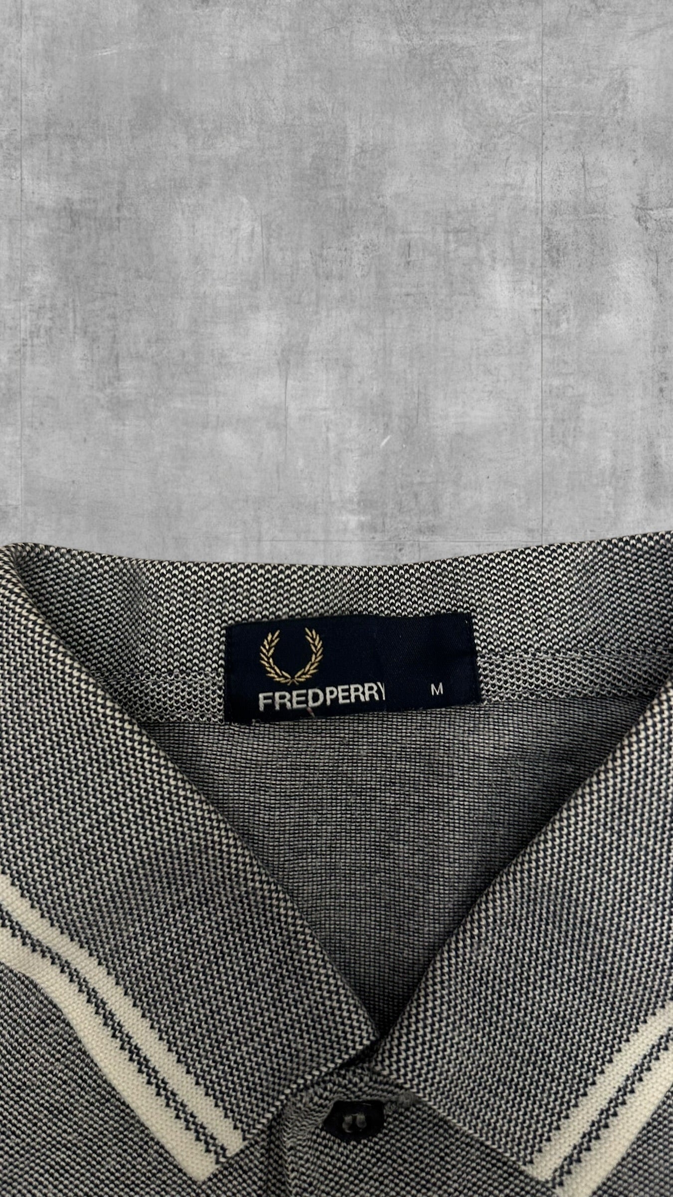 Fred Perry Polo Shirt Grau Weiß M