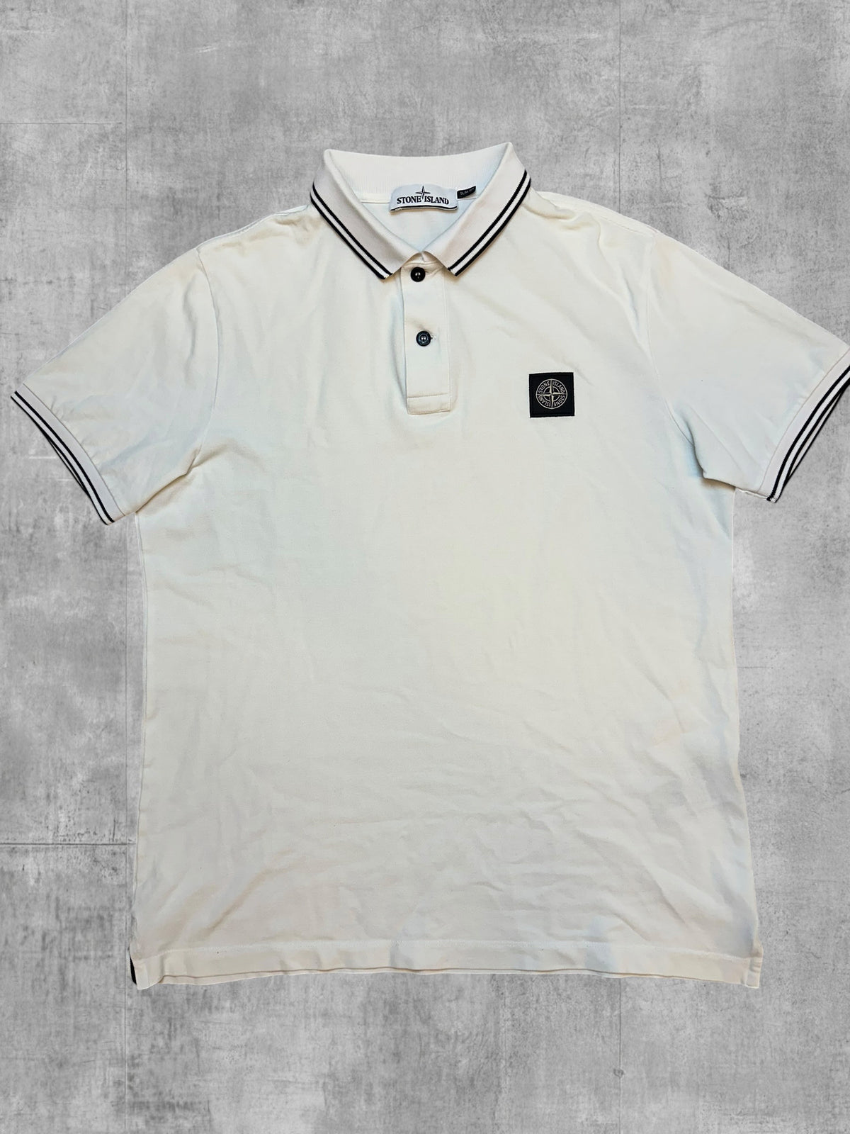 Stone Island Polo Shirt Weiß Schwarz L Slim Fit