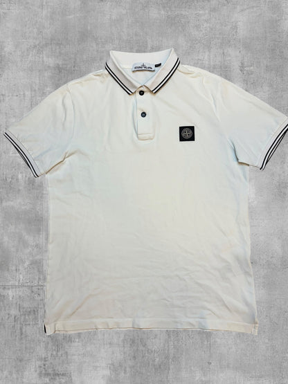 Stone Island Polo Shirt Weiß Schwarz L Slim Fit