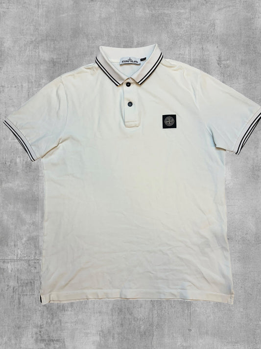 Stone Island Polo Shirt Weiß Schwarz L Slim Fit
