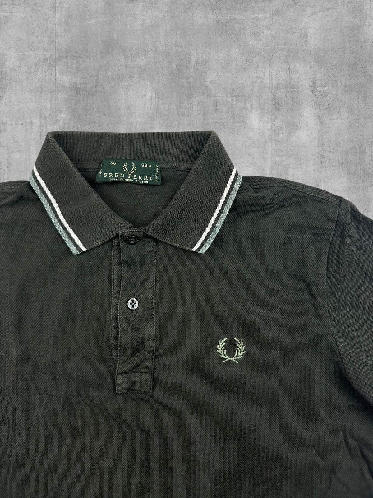 Fred Perry Polo Shirt Khaki Weiß XS - S