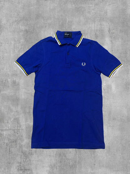 Fred Perry Polo Shirt Blau Weiß Gelb XS Slim Fit