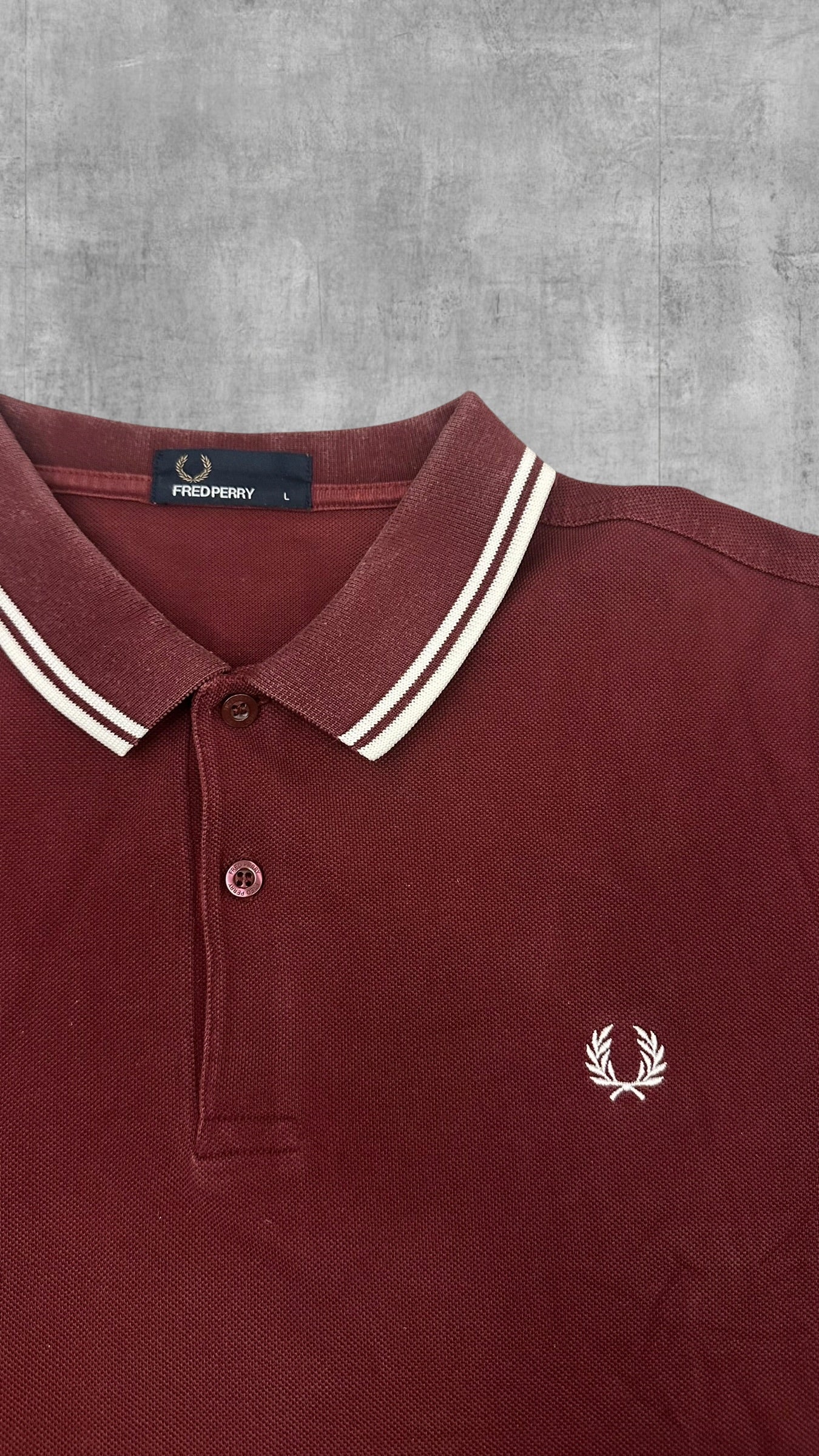 Fred Perry Polo Shirt Weinrot Weiß L