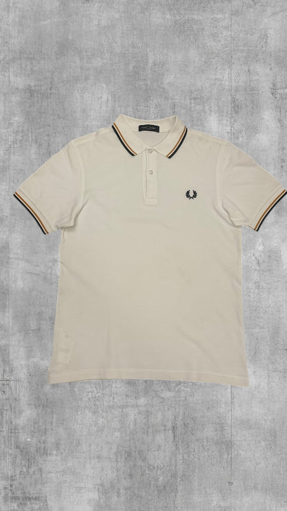 Fred Perry Polo Shirt Weiß Schwarz Gold S