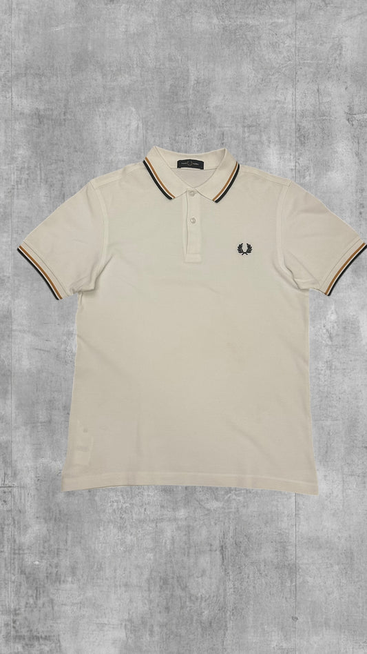 Fred Perry Polo Shirt Weiß Schwarz Gold S
