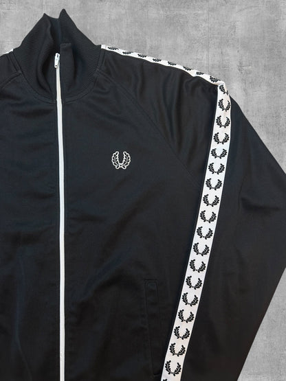 Fred Perry Vintage Trainingsjacke Taped Schwarz Weiß M