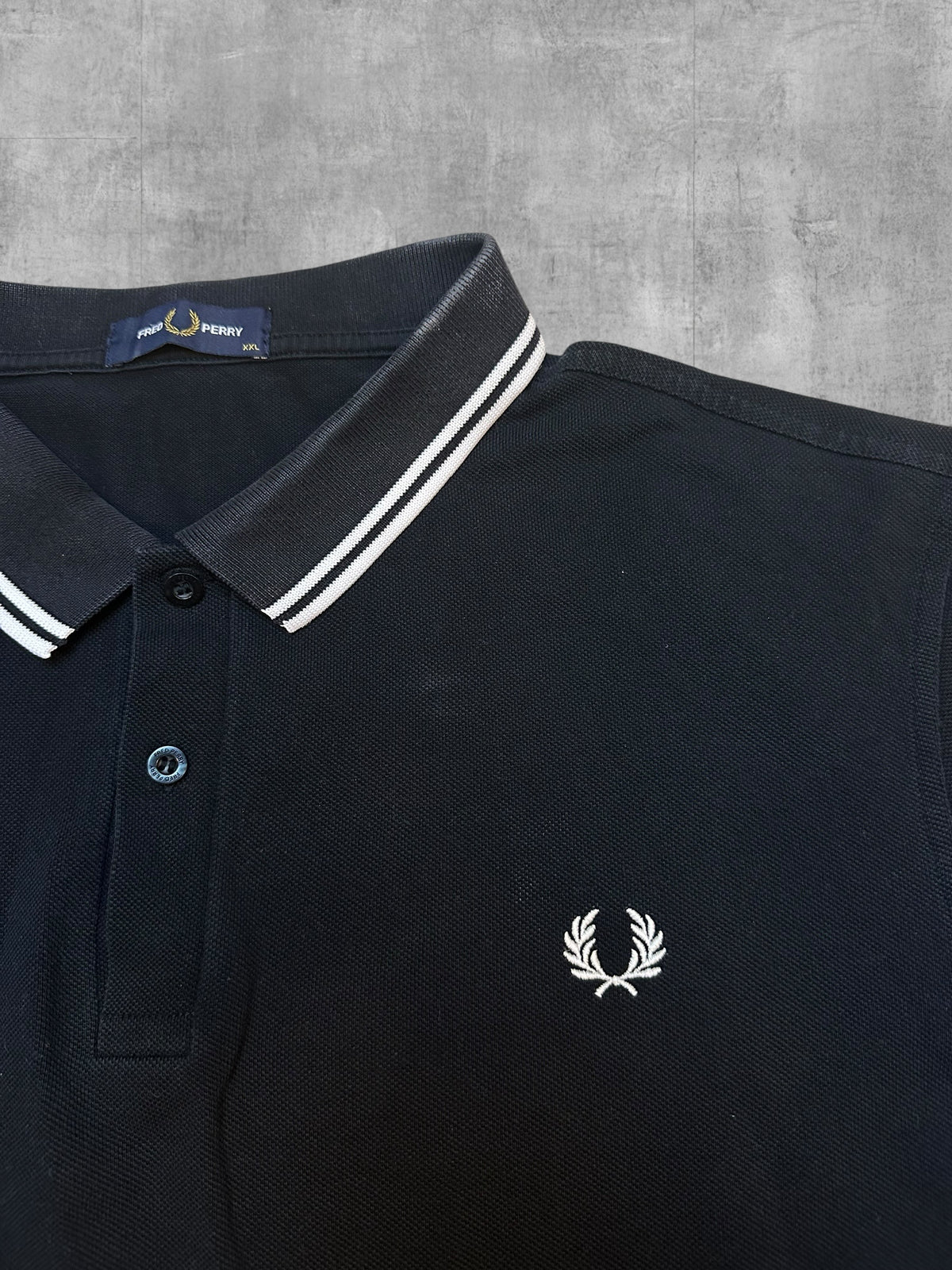 Fred Perry Polo Shirt Black White XXL
