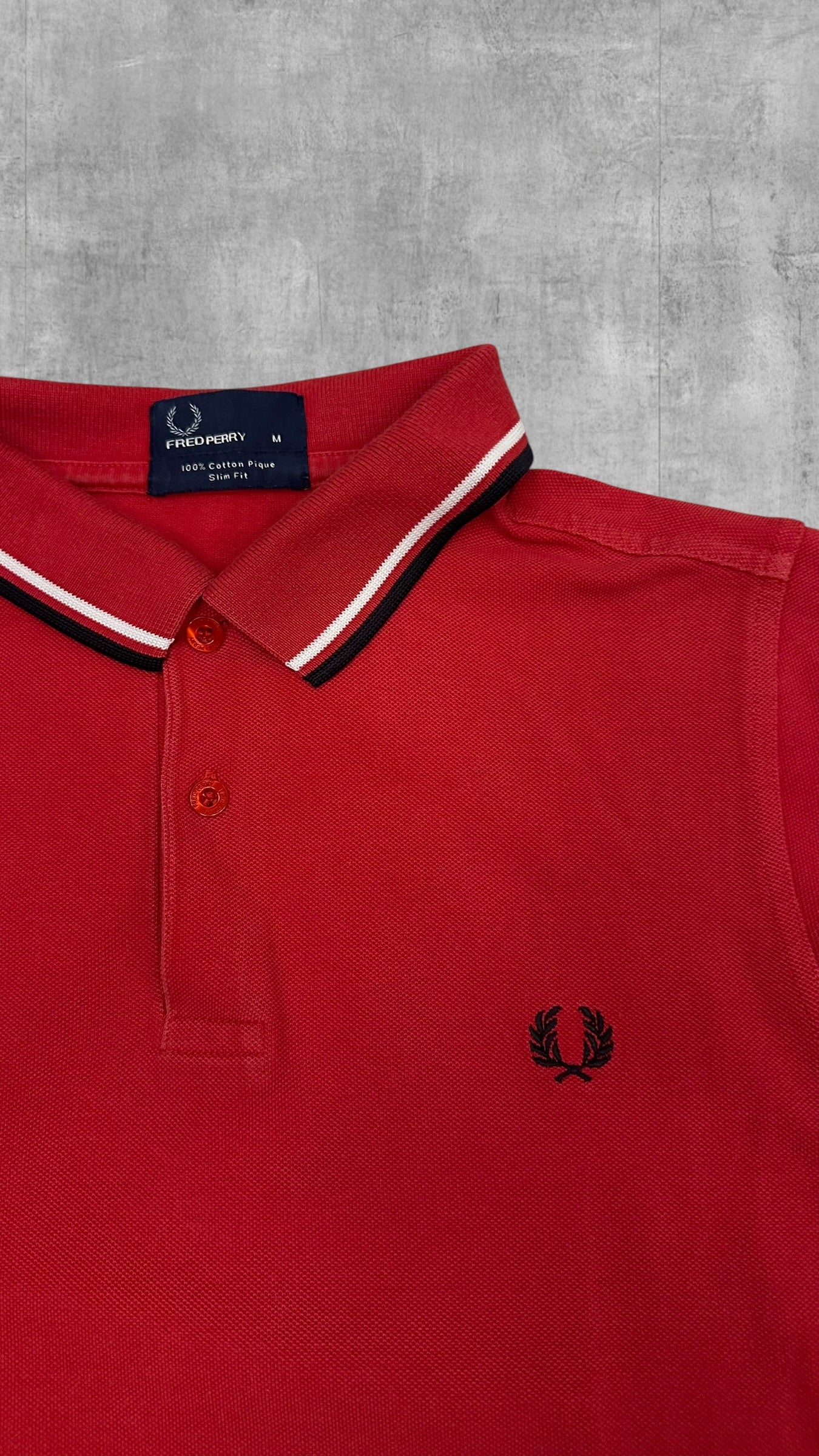 Fred Perry Polo Shirt Rot Schwarz Weiß M Slim Fit