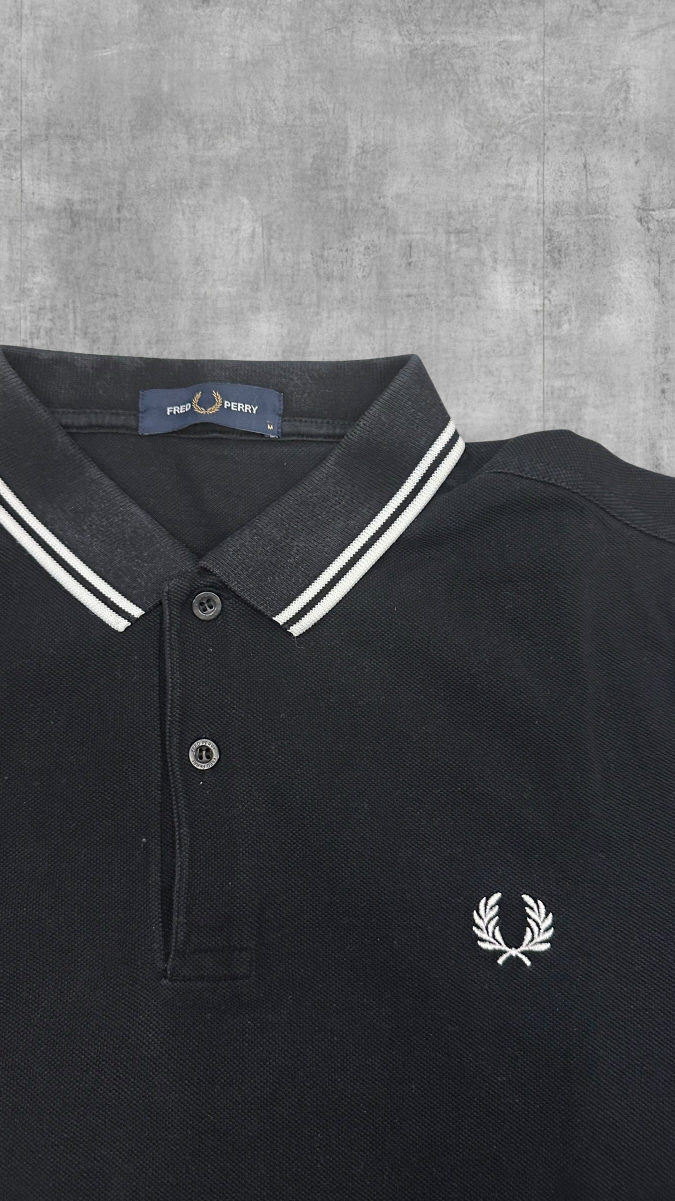 Fred Perry Polo Shirt Schwarz Weiß M