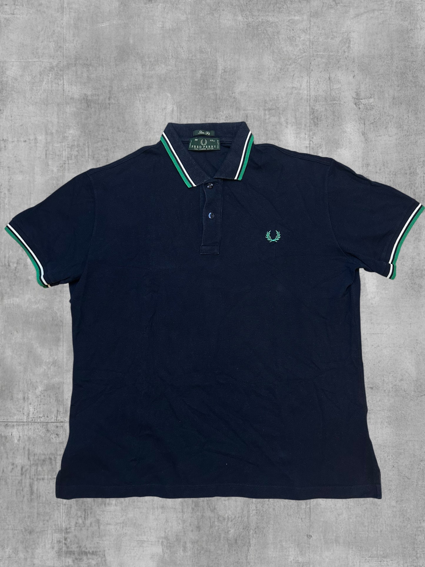 Fred Perry Polo Shirt Schwarzblau Grün Weiß M