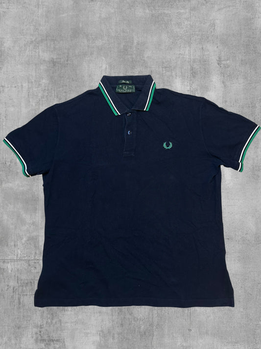 Fred Perry Polo Shirt Schwarzblau Grün Weiß M