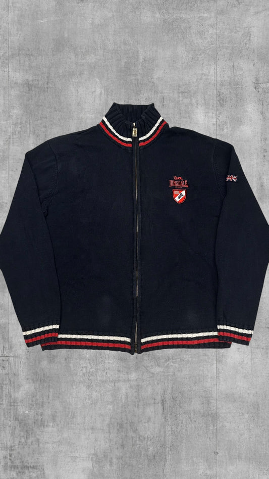 Lonsdale London Zip Jacke Baumwolle Schwarzblau Rot XXL