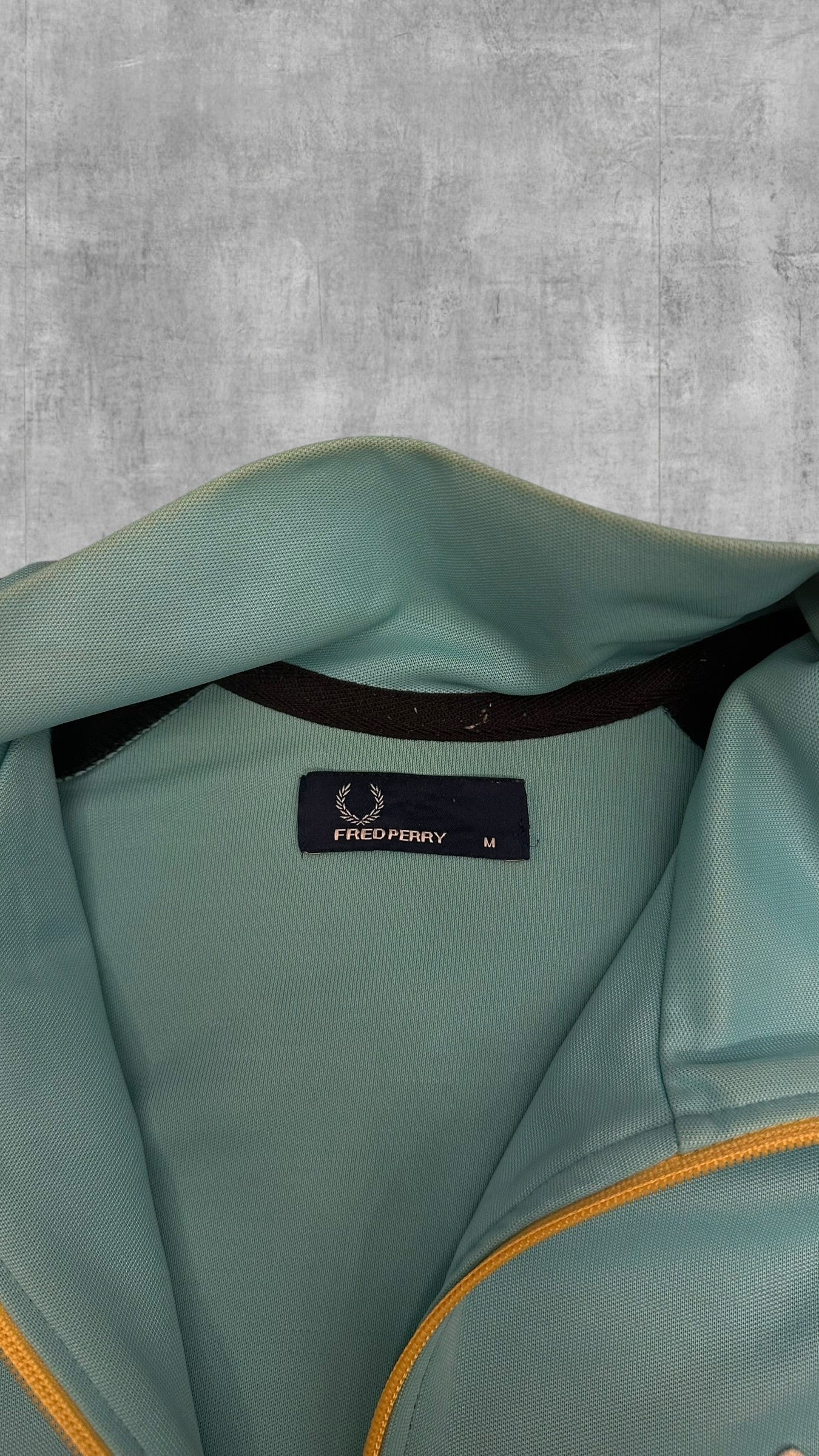 Vintage Fred Perry Trainingsjacke Taped Zip Jacke Schwarz Hellblau M
