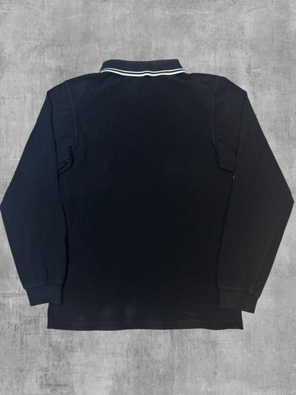 Fred Perry Langarm Polo Shirt Schwarz Weiß S Slim Fit