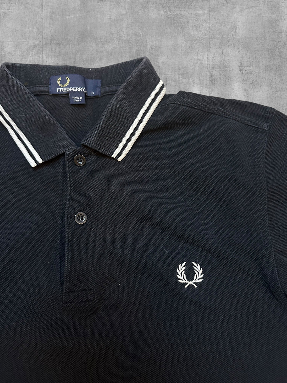 Fred Perry Polo Shirt Schwarz Weiß S