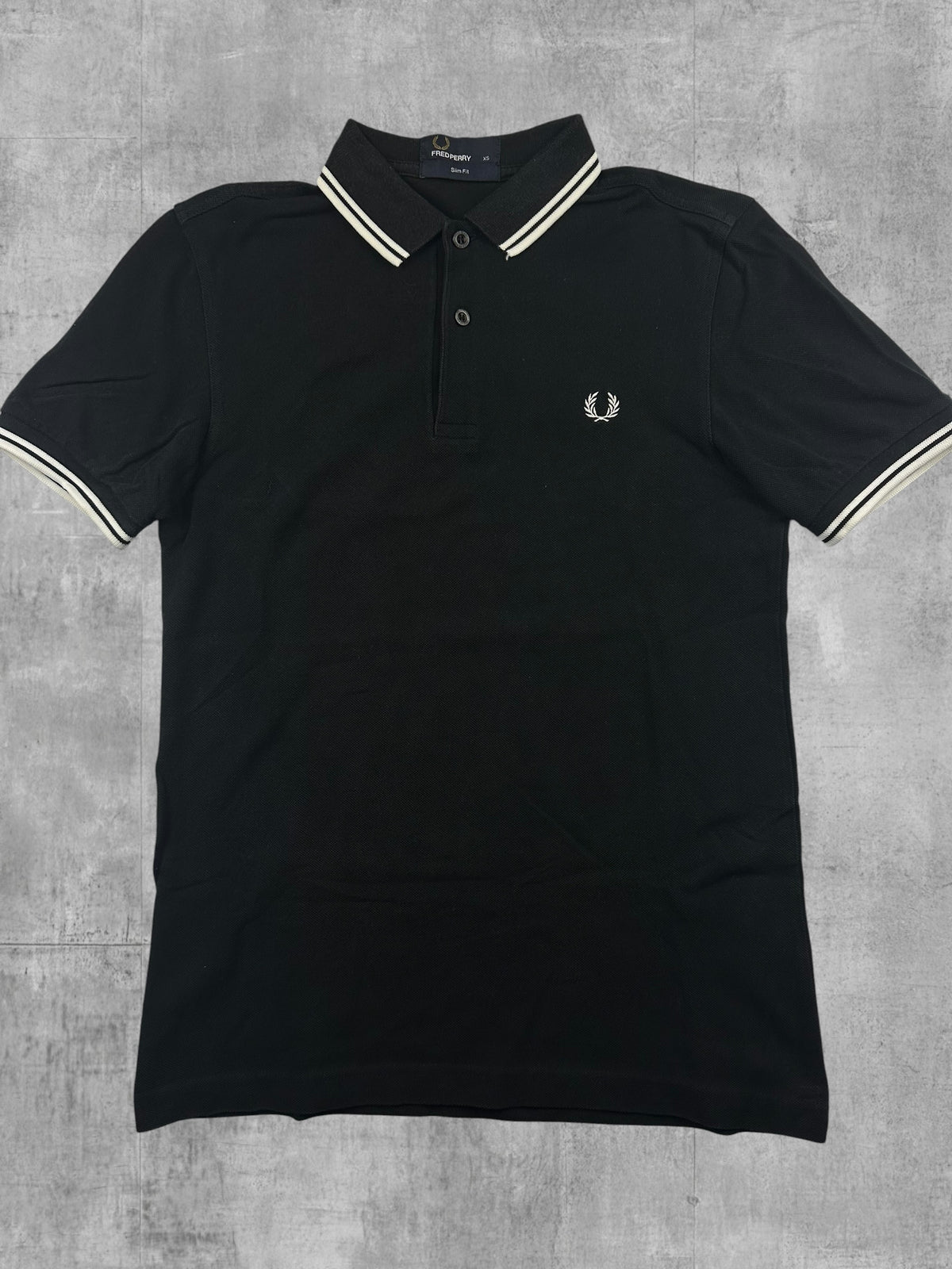 Fred Perry Polo Shirt Schwarz Weiß XS